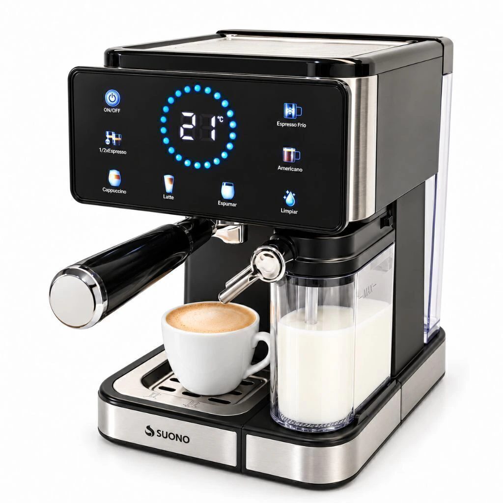 Cafetera espresso digital 20 bar 1,5 L con tanque de leche