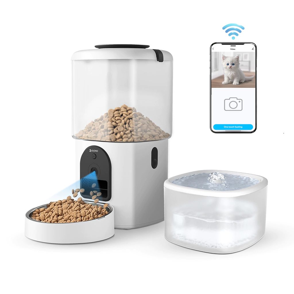 Comedero y bebedero automático para mascotas con cámara y wifi