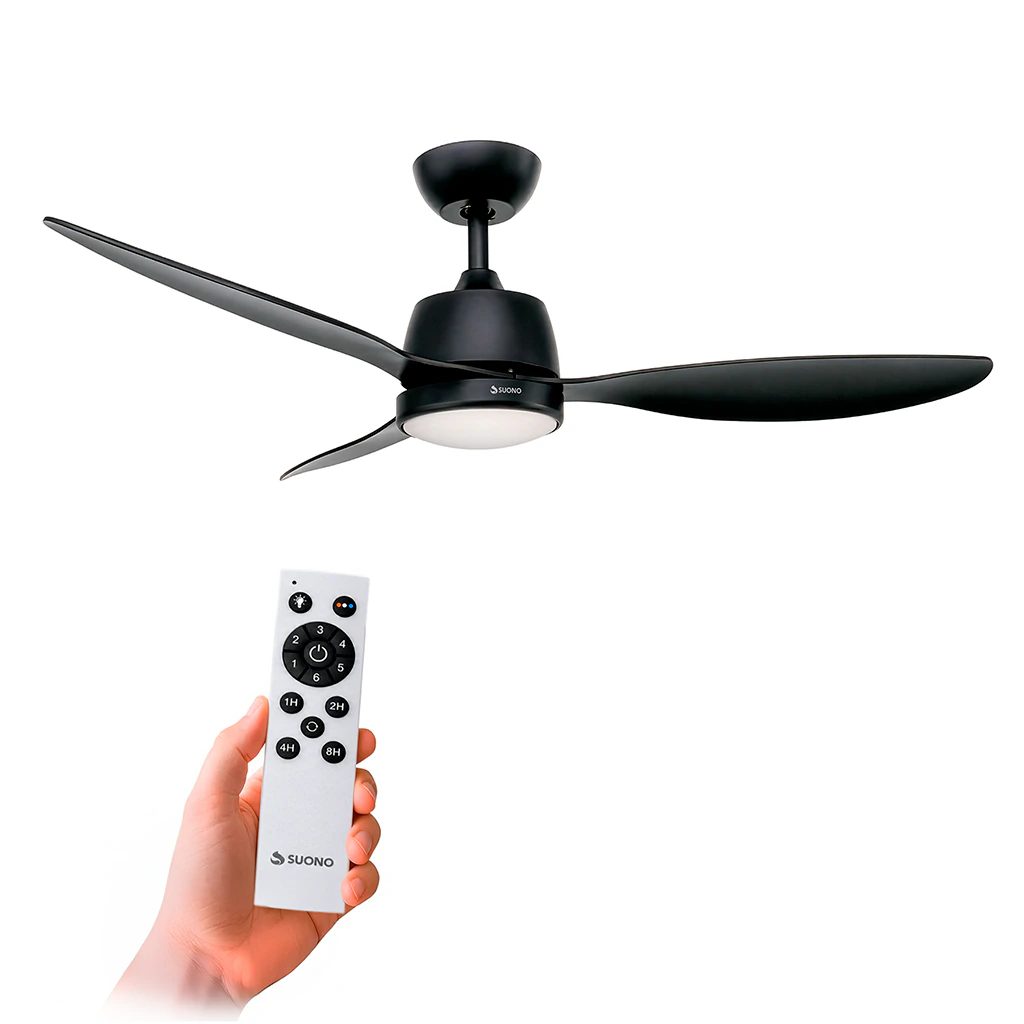 Ventilador de techo Aura 52" 3 aspas con luz LED negro