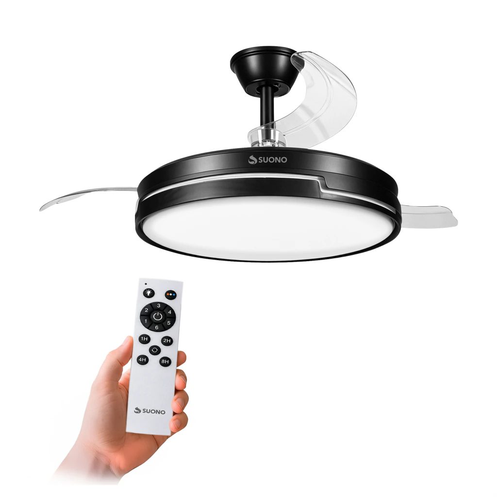 Ventilador de techo retráctil 42" 4 aspas con luz LED y control